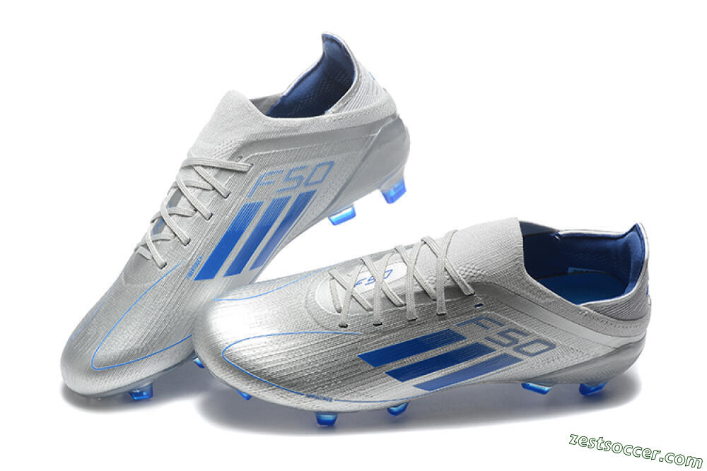 Adidas F50 Elite FG Low-Tops Soccer Cleats - Silver/Blue 3