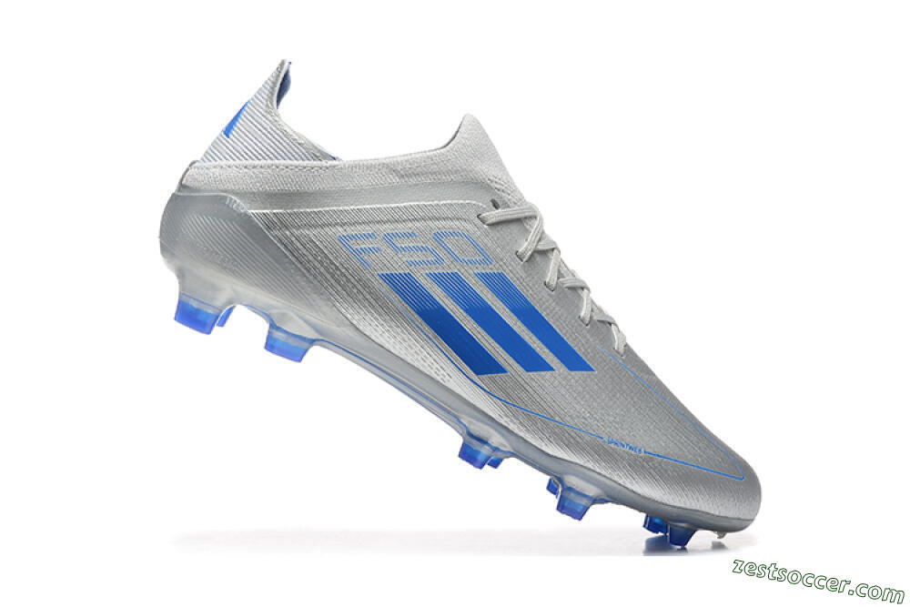 Adidas F50 Elite FG Low-Tops Soccer Cleats - Silver/Blue 4