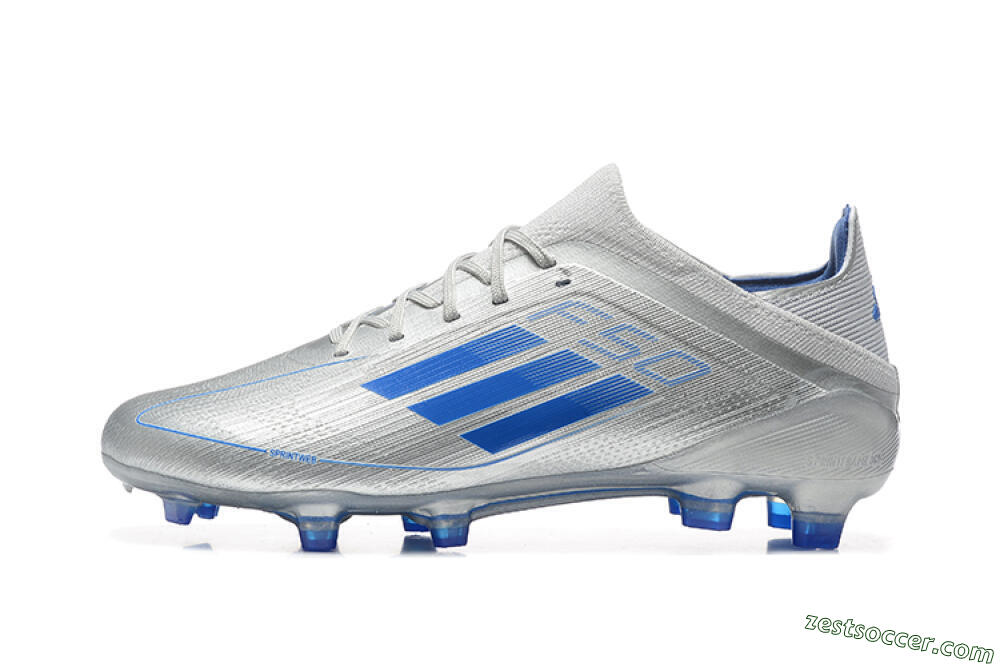 Adidas F50 Elite FG Low-Tops Soccer Cleats - Silver/Blue 2