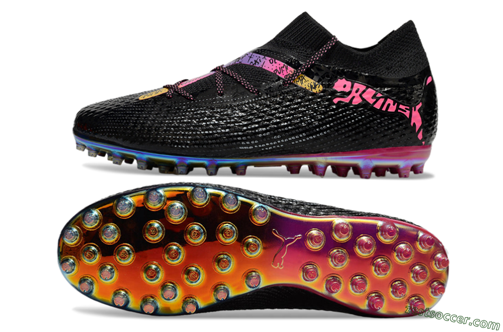 Puma Future Ultimate MG Low-Tops Soccer Cleats - Black/Pink/Yellow 1