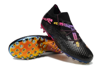 Puma Future Ultimate MG Low-Tops Soccer Cleats - Black/Pink/Yellow