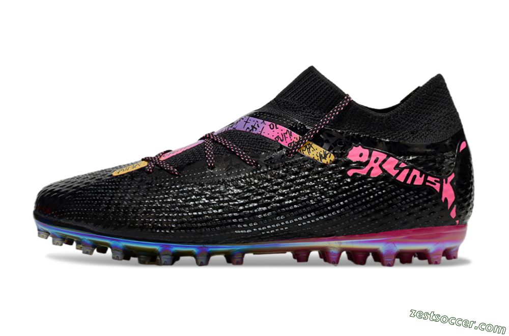 Puma Future Ultimate MG Low-Tops Soccer Cleats - Black/Pink/Yellow 2