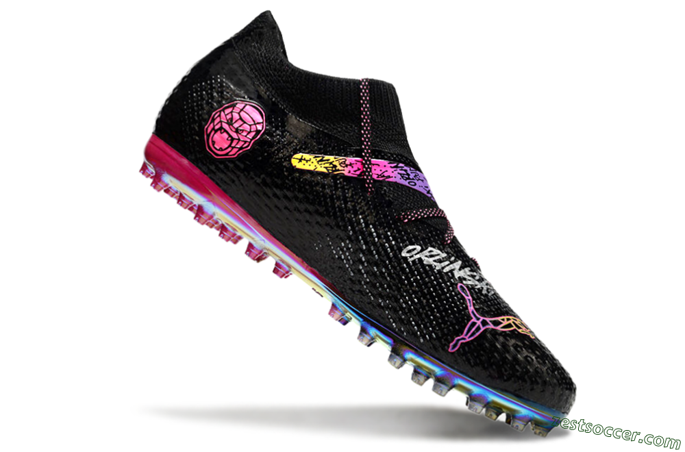 Puma Future Ultimate MG Low-Tops Soccer Cleats - Black/Pink/Yellow 4