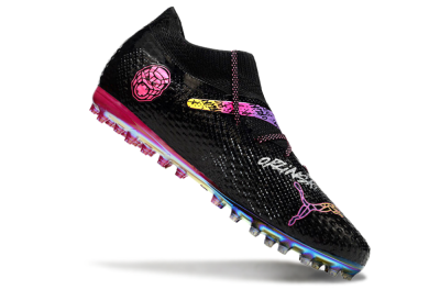 Puma Future Ultimate MG Low-Tops Soccer Cleats - Black/Pink/Yellow