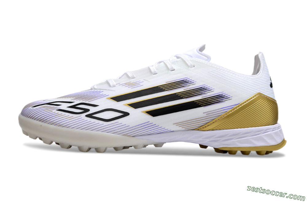 Adidas F50 Pro TF Low-Tops Soccer Shoes - White/Black/Yellow 2