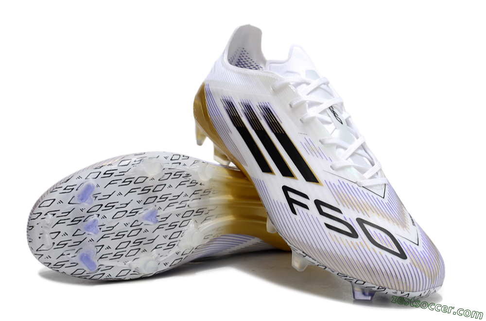 Adidas F50 Elite FG Low-Tops Soccer Cleats - White/Black/Yellow 3