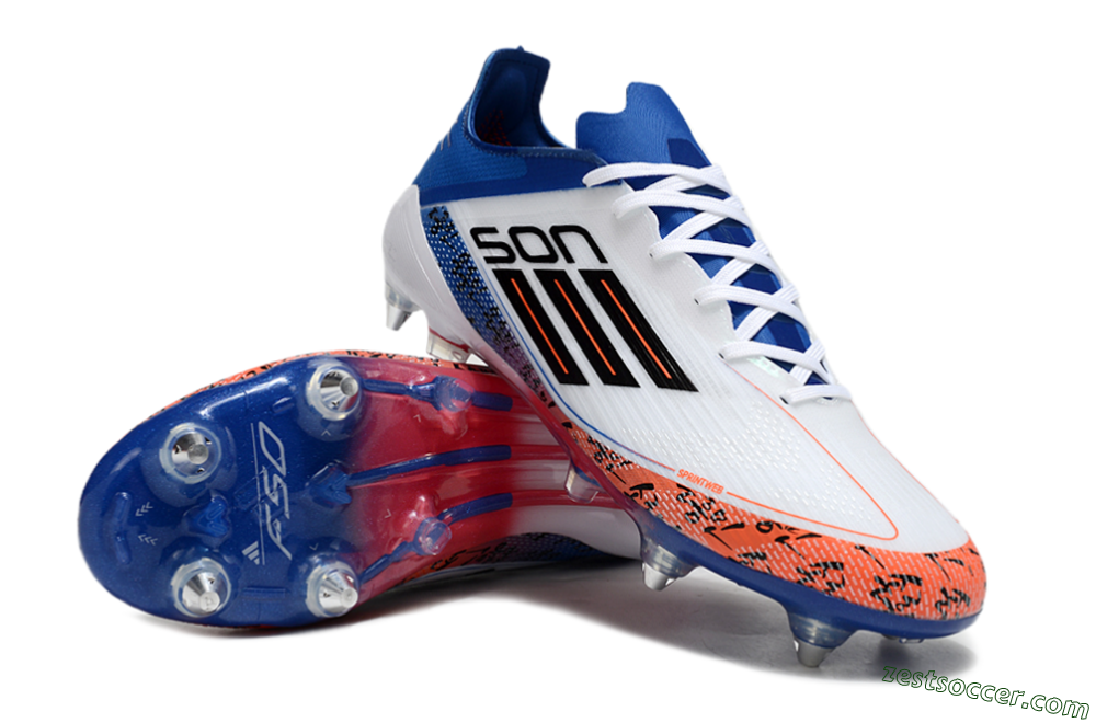 Adidas F50 Elite SG Low-Tops Soccer Cleats - White/Black/Red/Blue 3