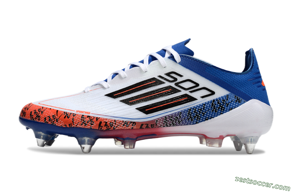 Adidas F50 Elite SG Low-Tops Soccer Cleats - White/Black/Red/Blue 2