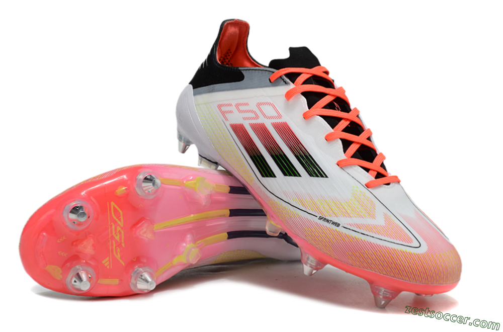 Adidas F50 Elite SG Low-Tops Soccer Cleats - White/Red/Yellow/Black 3