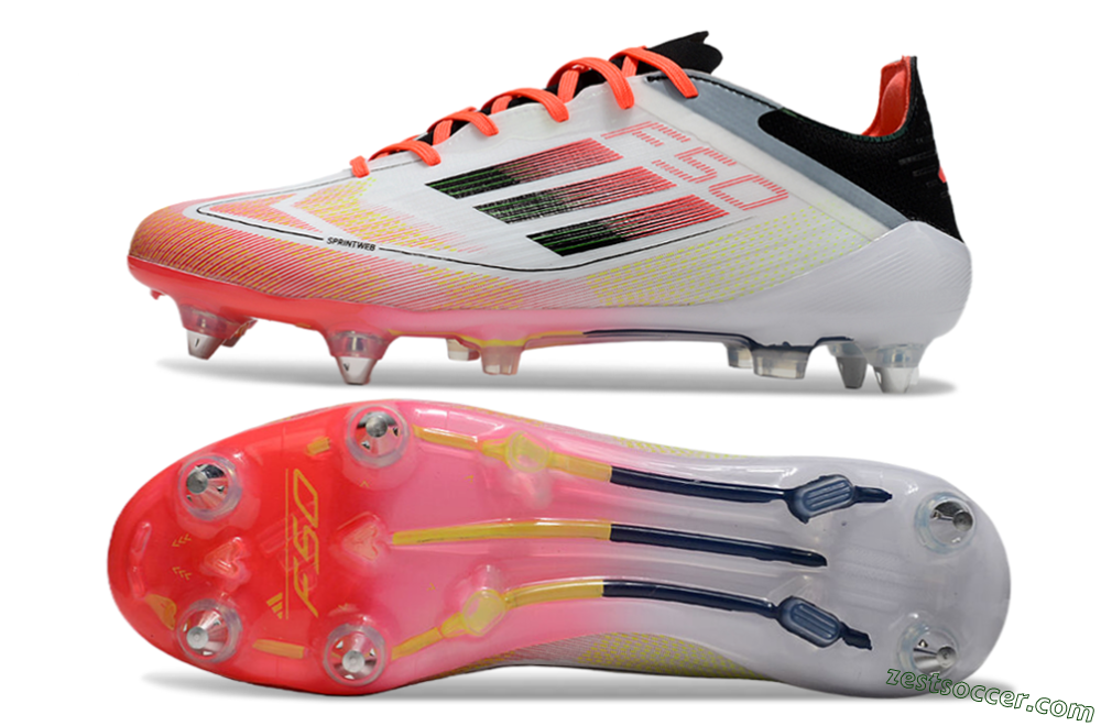 Adidas F50 Elite SG Low-Tops Soccer Cleats - White/Red/Yellow/Black 1