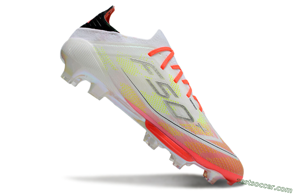 Adidas F50 Lightstrike Elite Laceless FG Low-Tops Soccer Cleats - White/Red/Yellow 4