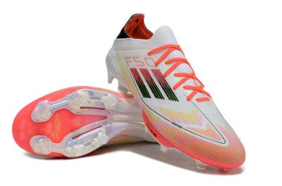 Adidas F50 Lightstrike Elite Laceless FG Low-Tops Soccer Cleats - White/Red/Yellow