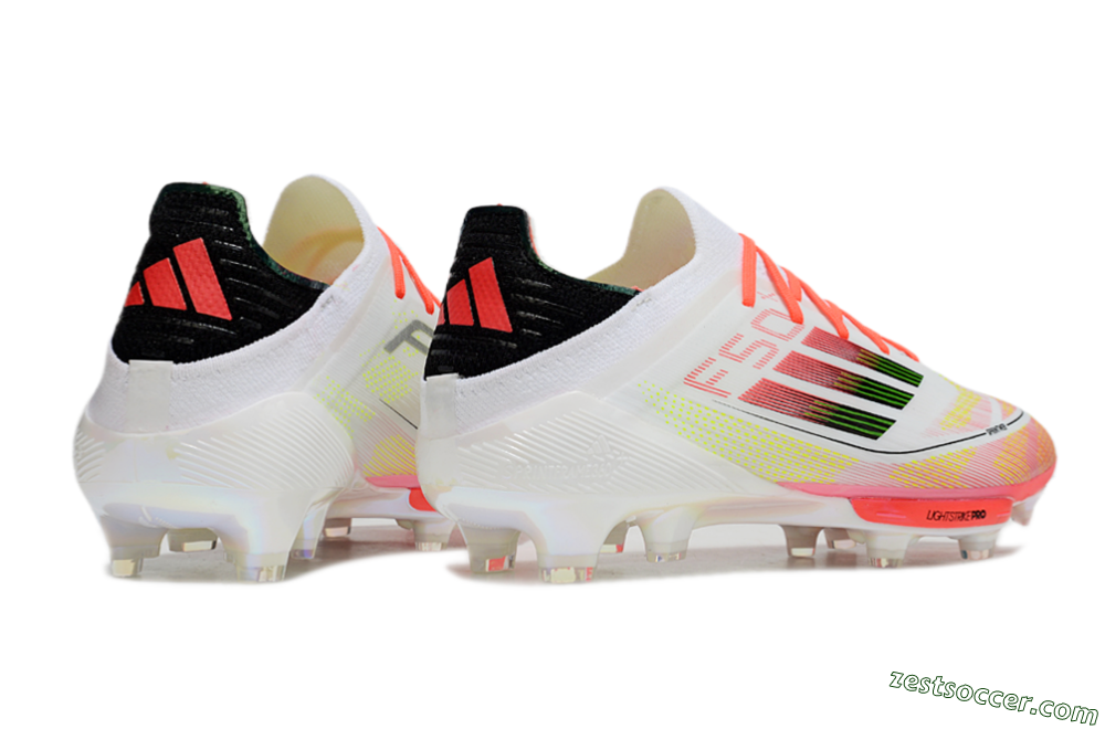 Adidas F50 Lightstrike Elite Laceless FG Low-Tops Soccer Cleats - White/Red/Yellow 6