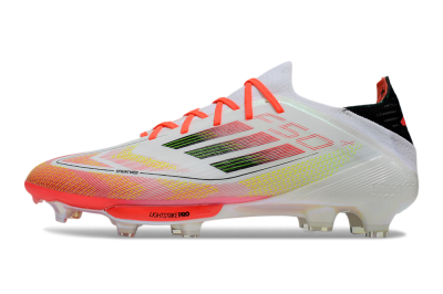 Adidas F50 Lightstrike Elite Laceless FG Low-Tops Soccer Cleats - White/Red/Yellow