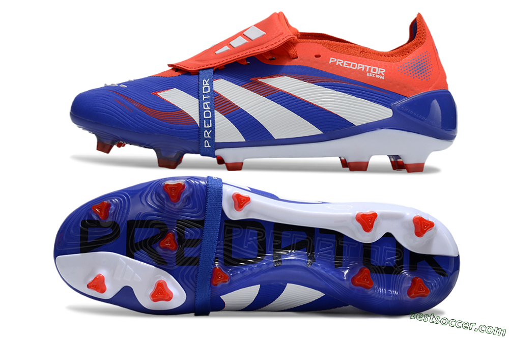 Adidas Predator Elite 25 Foldover Tongue FG Low-Tops Soccer Cleats - Blue/White/Red 1
