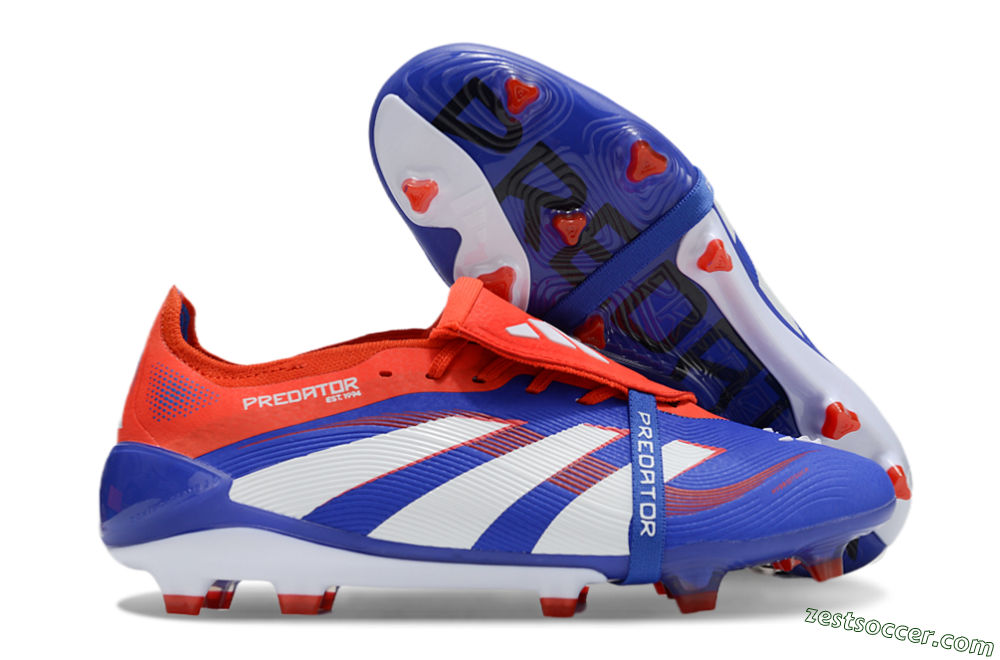 Adidas Predator Elite 25 Foldover Tongue FG Low-Tops Soccer Cleats - Blue/White/Red 0