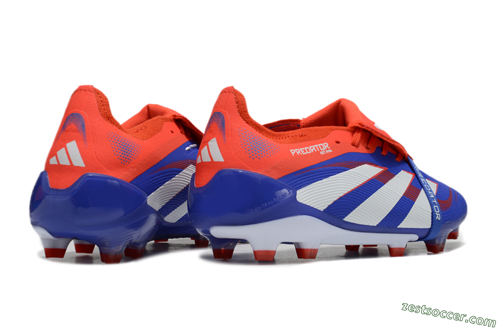 Adidas Predator Elite 25 Foldover Tongue FG Low-Tops Soccer Cleats - Blue/White/Red 6