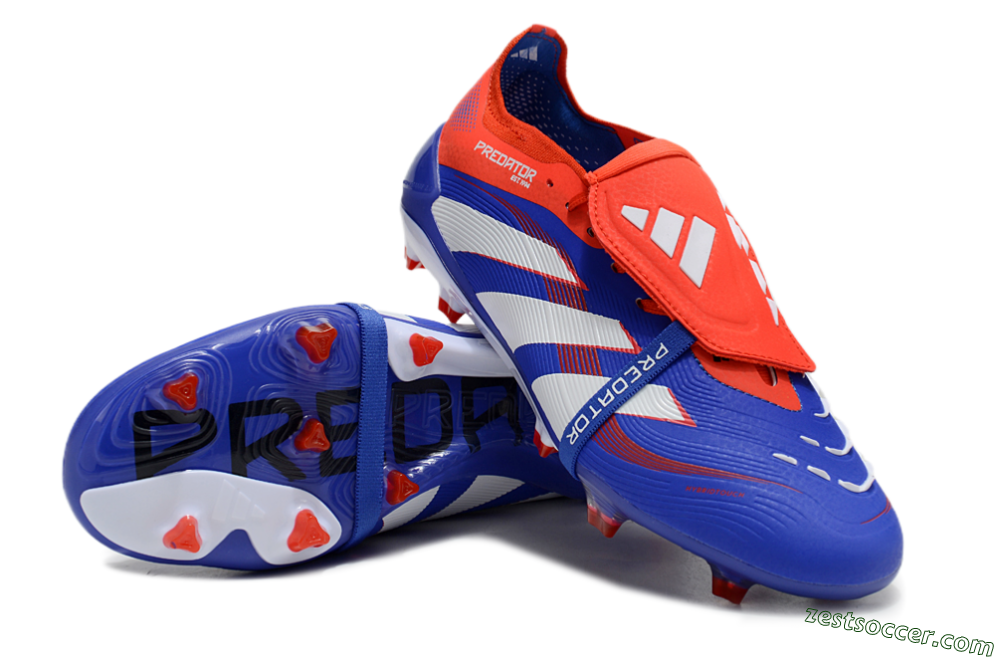 Adidas Predator Elite 25 Foldover Tongue FG Low-Tops Soccer Cleats - Blue/White/Red 3