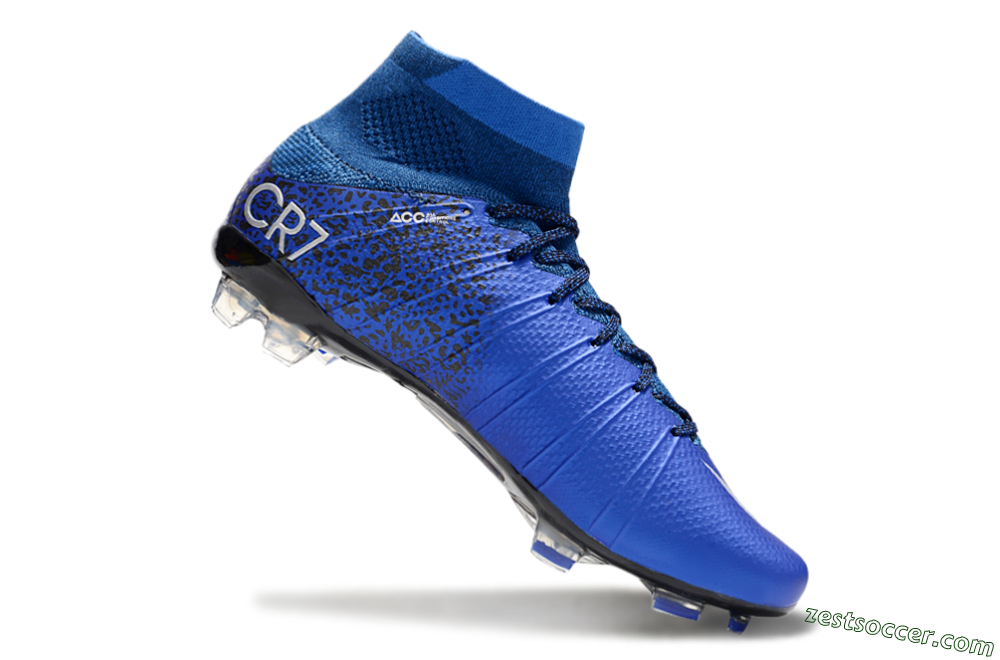 Nike Mercurial Superfly 4 CR7 FG High-Tops Soccer Cleats - Blue/White/Black 4