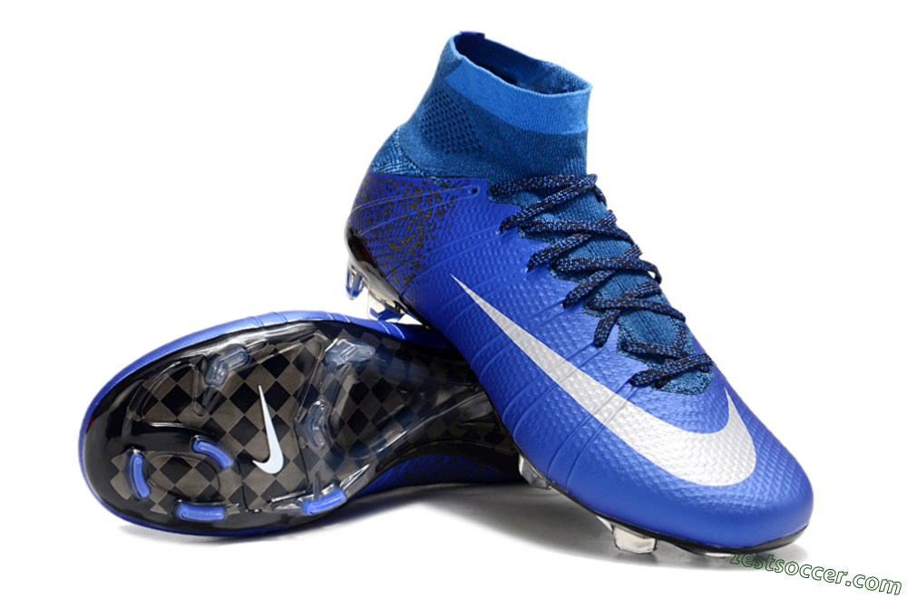 Nike Mercurial Superfly 4 CR7 FG High-Tops Soccer Cleats - Blue/White/Black 3