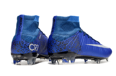 Nike Mercurial Superfly 4 CR7 FG High-Tops Soccer Cleats - Blue/White/Black