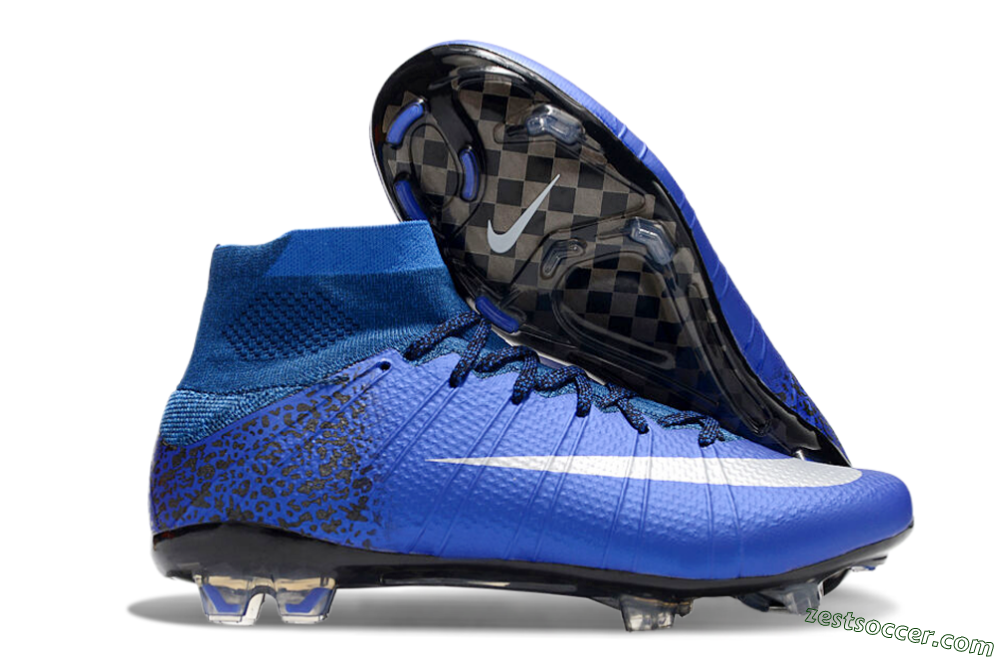 Nike Mercurial Superfly 4 CR7 FG High-Tops Soccer Cleats - Blue/White/Black 0