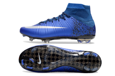 Nike Mercurial Superfly 4 CR7 FG High-Tops Soccer Cleats - Blue/White/Black
