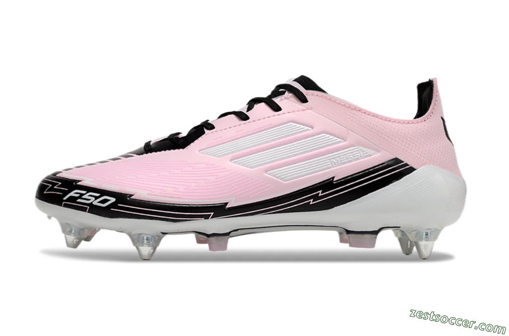 Messi x Adidas F50 Elite SG Low-Tops Soccer Cleats - Pink/White/Black 2