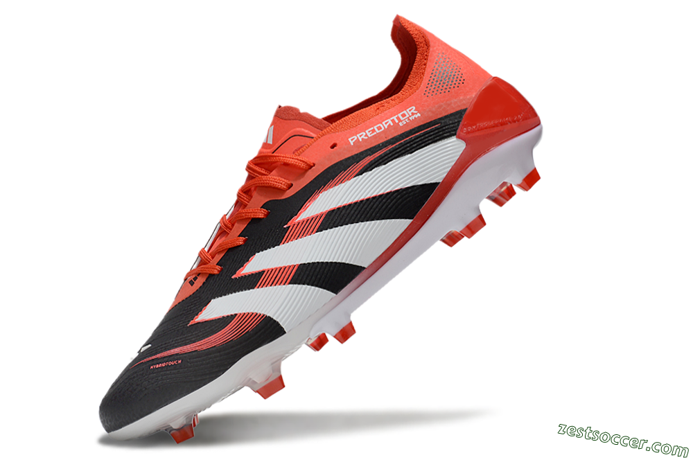 Adidas Predator 25 Elite FG Low-Tops Soccer Cleats - Black/White/Red 5