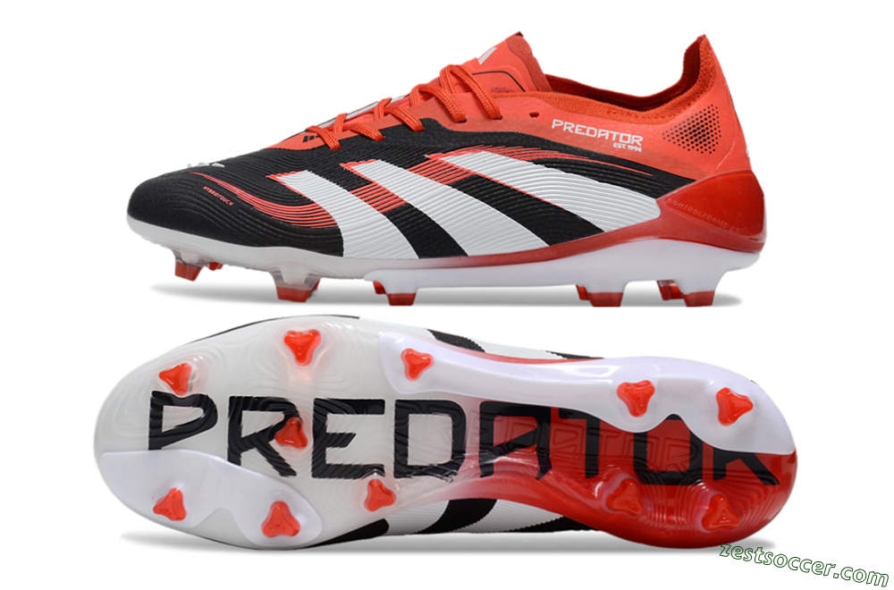 Adidas Predator 25 Elite FG Low-Tops Soccer Cleats - Black/White/Red 1