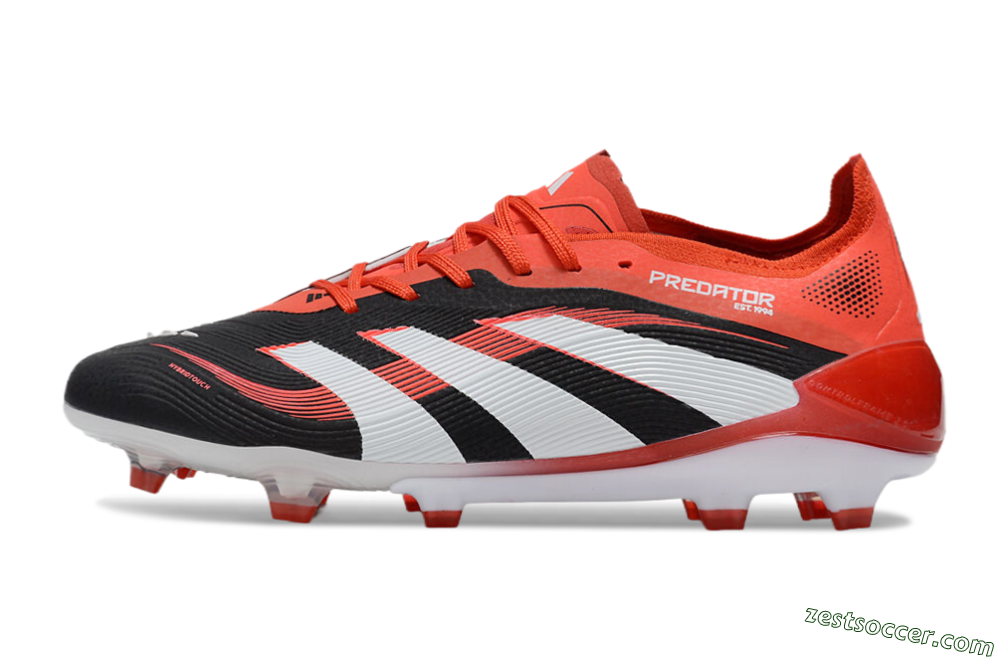 Adidas Predator 25 Elite FG Low-Tops Soccer Cleats - Black/White/Red 2