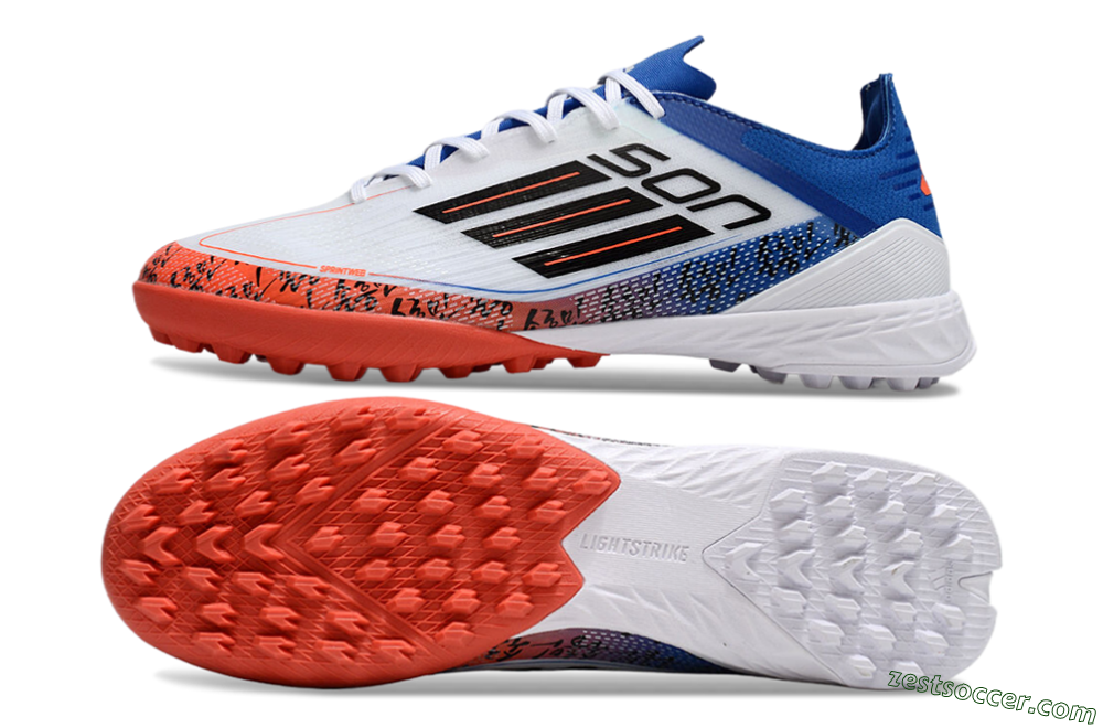 Adidas F50 Elite TF Low-Tops Soccer Shoes - White/Black/Blue/Red 1