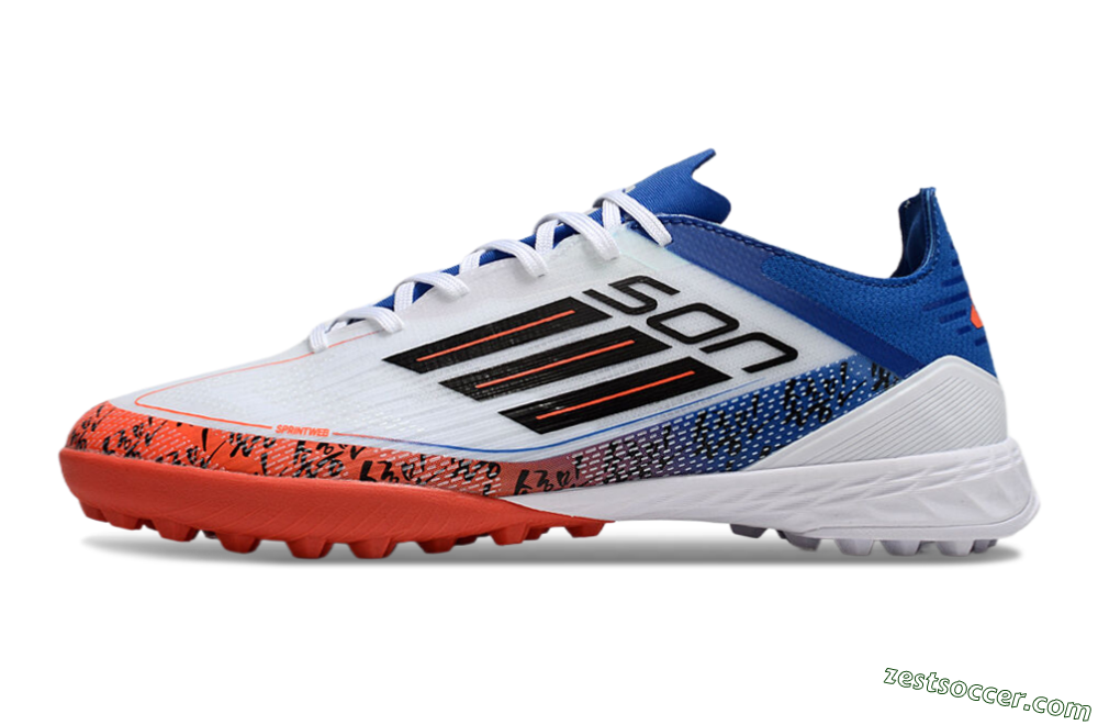 Adidas F50 Elite TF Low-Tops Soccer Shoes - White/Black/Blue/Red 2