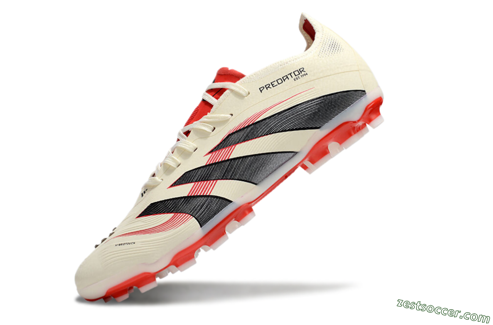 Adidas Predator 25+ Elite AG Low-Tops Soccer Cleats - Beige/Red/Black 5