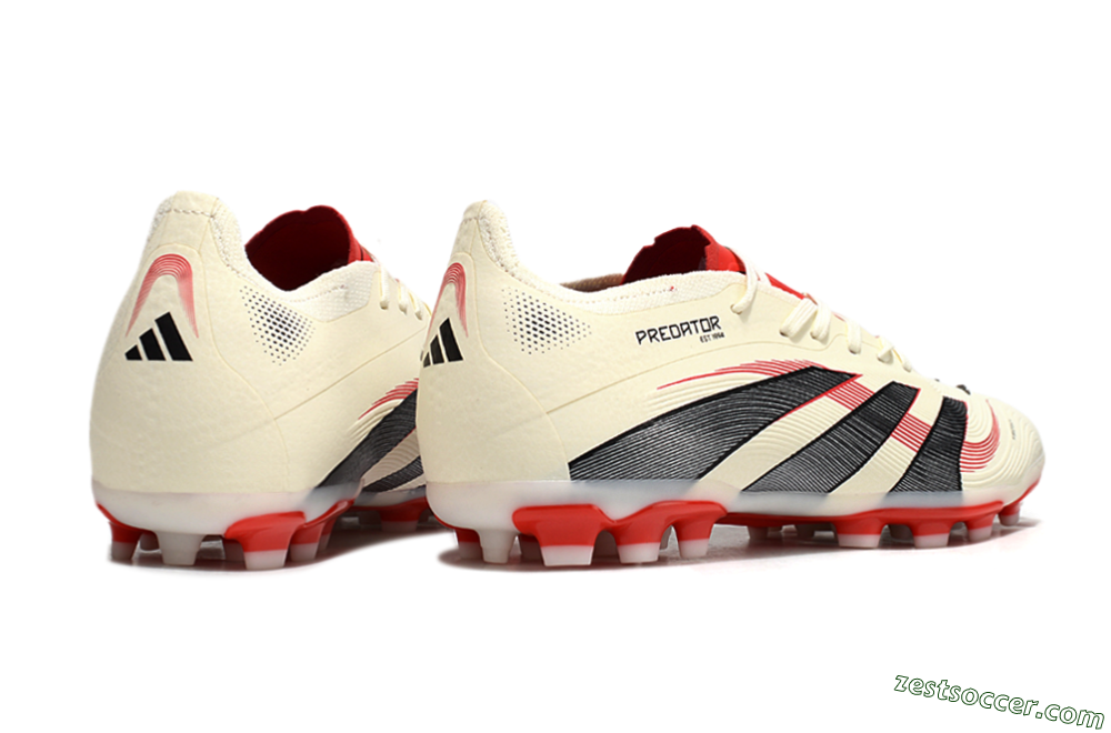 Adidas Predator 25+ Elite AG Low-Tops Soccer Cleats - Beige/Red/Black 6