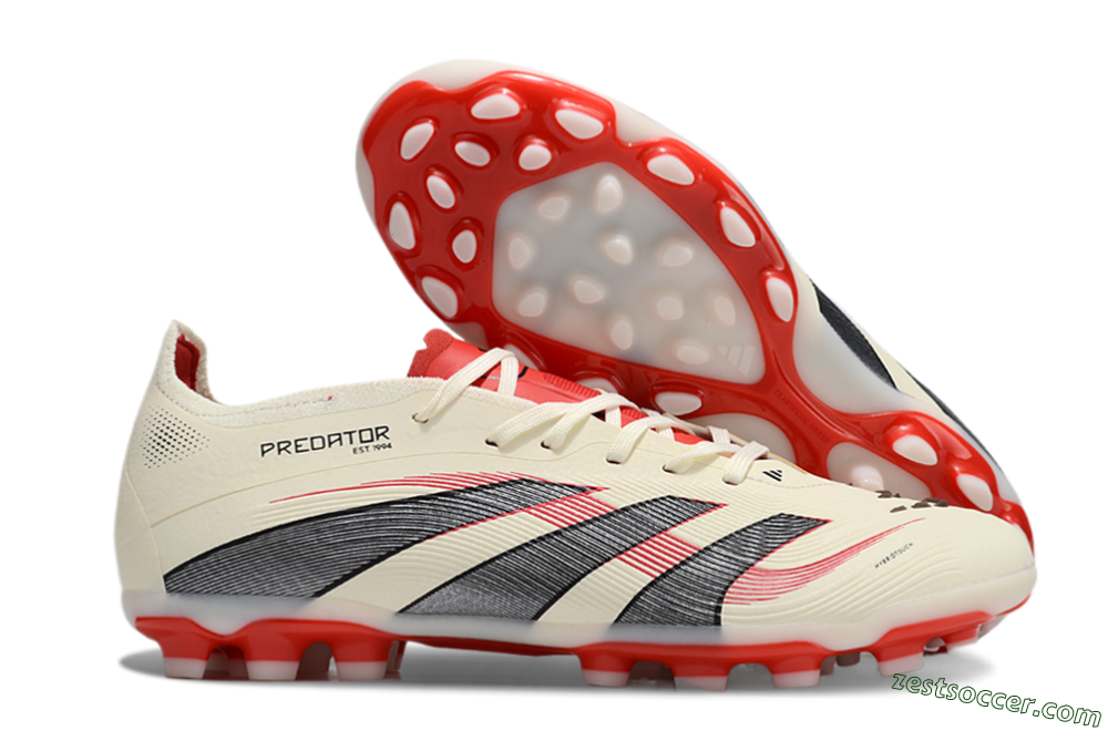 Adidas Predator 25+ Elite AG Low-Tops Soccer Cleats - Beige/Red/Black 0