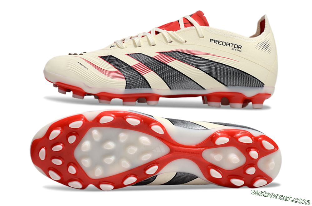 Adidas Predator 25+ Elite AG Low-Tops Soccer Cleats - Beige/Red/Black 1