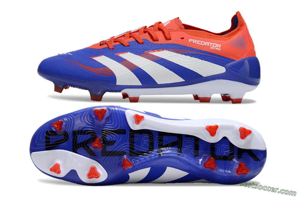 Adidas Predator 25 Elite FG Low-Tops Soccer Cleats - Blue/White/Red 1