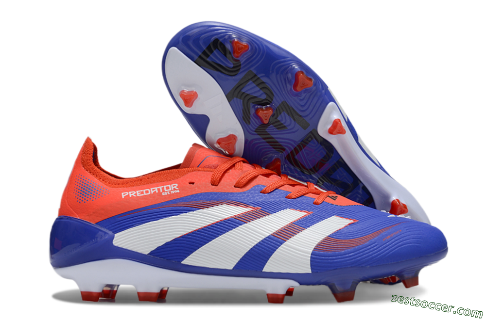 Adidas Predator 25 Elite FG Low-Tops Soccer Cleats - Blue/White/Red 0