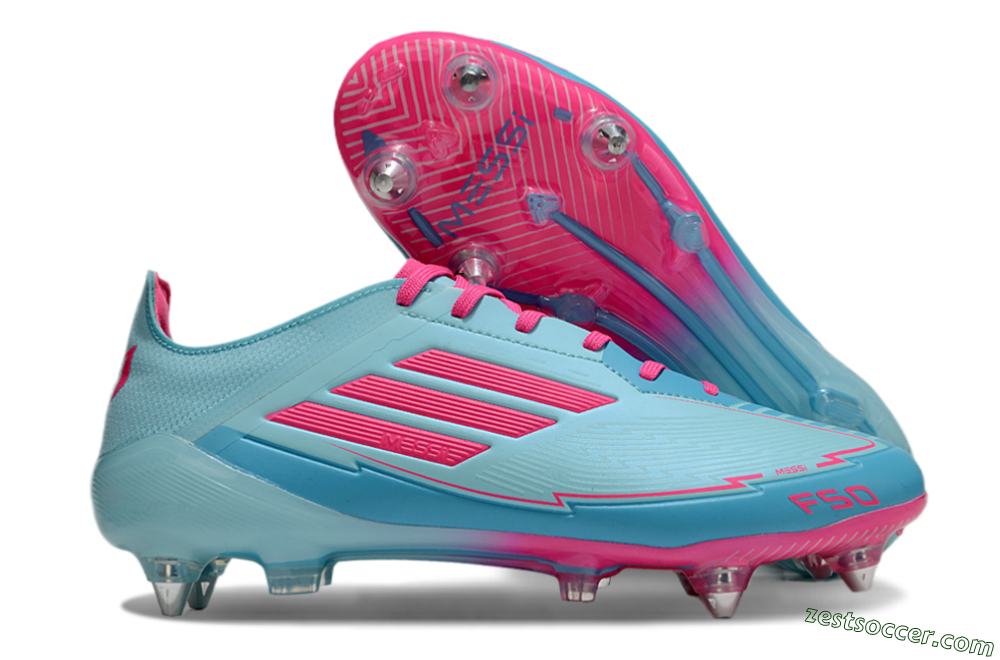 Messi x Adidas F50 Elite SG Low-Tops Soccer Cleats - Jade/Blue/Red 0