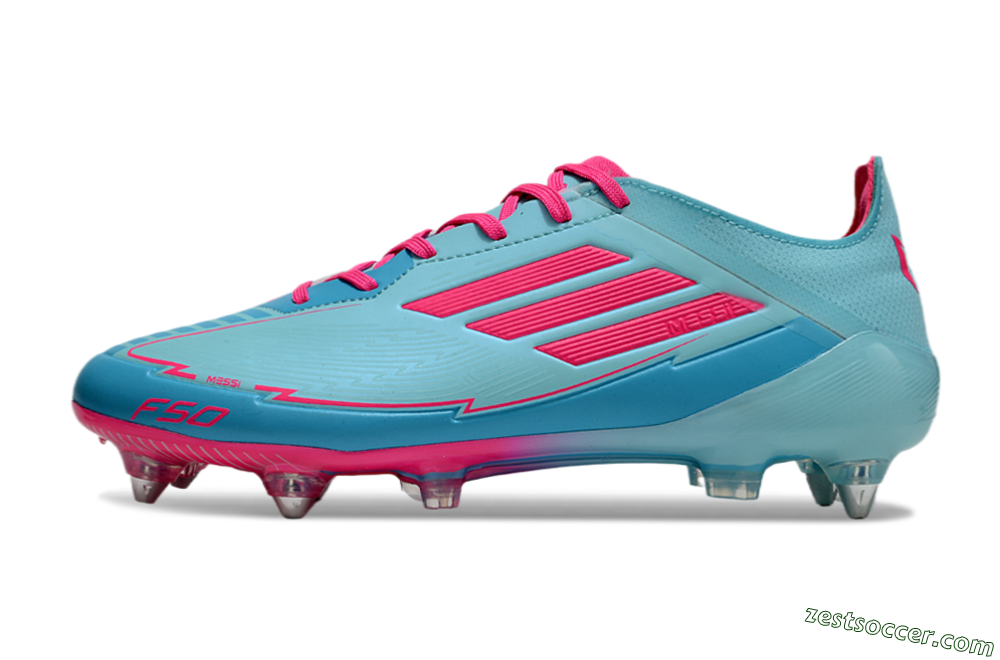 Messi x Adidas F50 Elite SG Low-Tops Soccer Cleats - Jade/Blue/Red 2