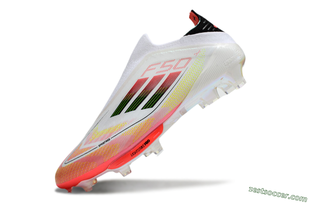 Adidas F50 Elite Lightstrike Laceless FG Low-Tops Soccer Cleats - White/Red/Yellow 5