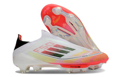 Adidas F50 Elite Lightstrike Laceless FG Low-Tops Soccer Cleats - White/Red/Yellow