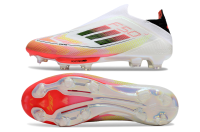 Adidas F50 Elite Lightstrike Laceless FG Low-Tops Soccer Cleats - White/Red/Yellow