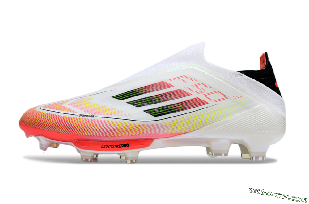 Adidas F50 Elite Lightstrike Laceless FG Low-Tops Soccer Cleats - White/Red/Yellow 2
