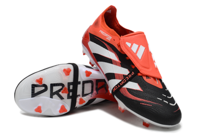 Adidas Predator Elite 25 Foldover Tongue FG Low-Tops Soccer Cleats - Black/White/Red