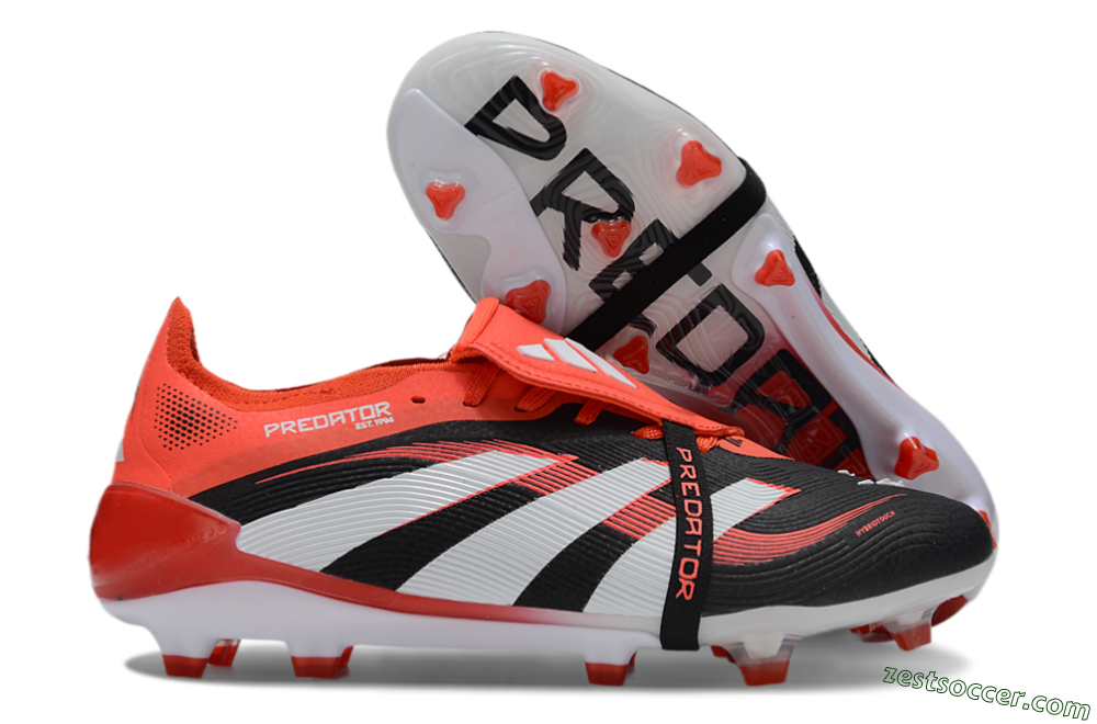 Adidas Predator Elite 25 Foldover Tongue FG Low-Tops Soccer Cleats - Black/White/Red 0