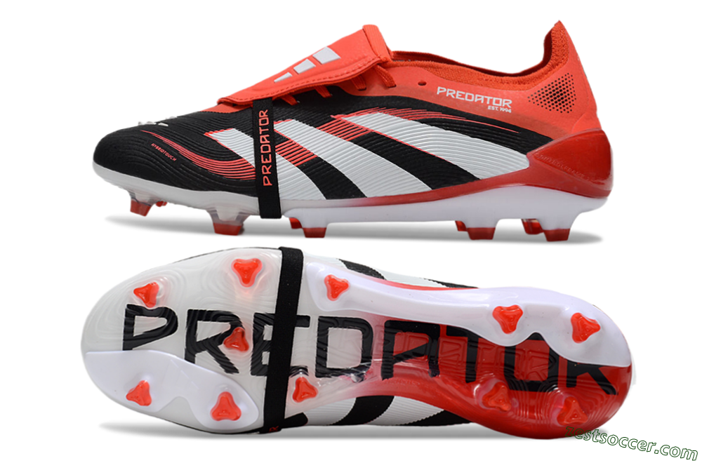 Adidas Predator Elite 25 Foldover Tongue FG Low-Tops Soccer Cleats - Black/White/Red 1