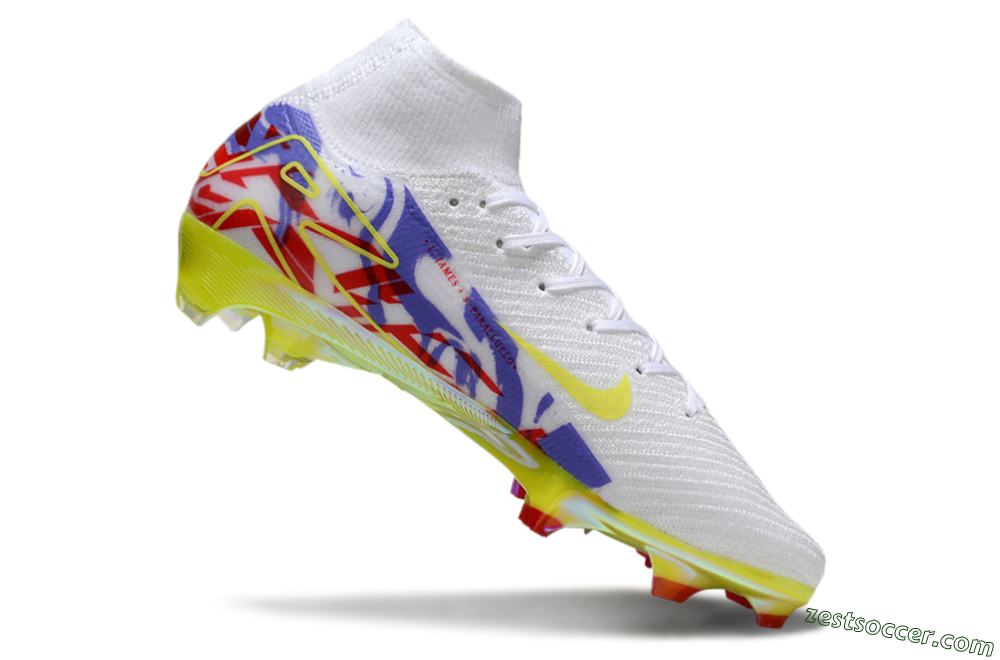 Nike Air Zoom Mercurial Superfly 10 Elite FG High-Tops Soccer Cleats - White/Purple/Yellow/Red 4