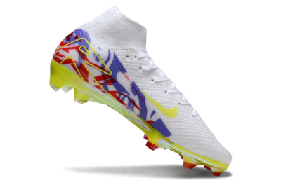 Nike Air Zoom Mercurial Superfly 10 Elite FG High-Tops Soccer Cleats - White/Purple/Yellow/Red